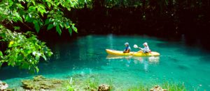 The striking blue hole of Matevulu is a kayaking paradise, Espiritu Santo, Vanuatu