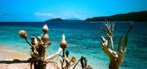 The deep blue surrounding Manyaifun island, Raja Ampat, Indonesia