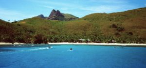 A view over one of Waya island’s northwest beaches, Yasawa Group, Fiji