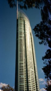 Q1 Tower, a Gold Coast icon reaches for the sky over Surfers Paradise beach