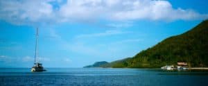 A radiant day over the Raja Ampat archipelago, West Papua, Indonesia