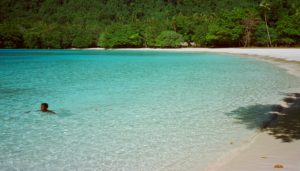 Many consider Espiritu Santo’s star attraction to be the simply sensational Champagne beach which curves gently around a breathtaking aqua blue bay, Vanuatu
