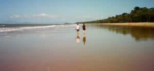 A mirror of sand! The wide swathe of Mission Beach in northern Queensland