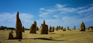 Majestic limestone pillars rise above the desert, Nambung N.P. WA
