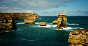 Salt-and-Pepper Shaker limestone and sandstone rock stacks off the Great Ocean Road